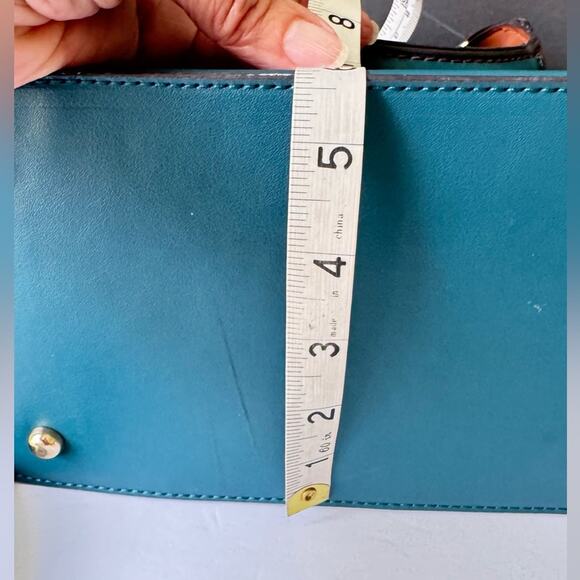 Adrianne Vittadini Signature Collection Dome Satchel w/Lock Chocolate Teal Bag - Picture 12 of 13